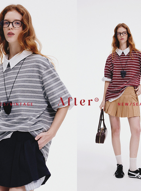 After22 miu系知识分子风复古条纹T恤女