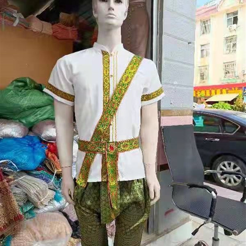 傣族成人男装套装泰式风格主题摄傣族泼水节民族服装民族节日盛装