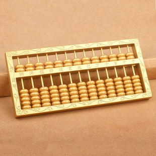 黄铜算盘摆件实心珠花纹家居装饰办公室开业礼品老式乔迁新居抓周