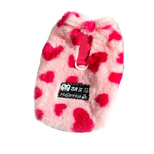 猫咪狗狗爱心软乎乎牵引衣服宠物兔毛绒绒衣服约克夏英短送牵引绳