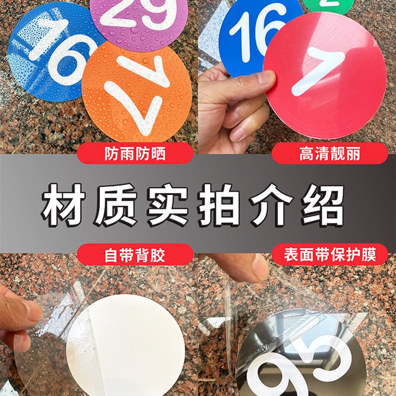 数字号码贴纸号码牌机台编号序号牌餐桌号码牌仓库货架编号牌车位