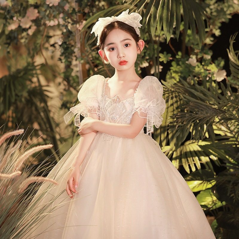 女大童礼服2023新款花童婚礼蓬蓬裙生日小主持人钢琴演出服公主裙