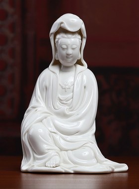 戴玉堂陶瓷观音小佛像客厅供奉家用车载装饰摆件自在观世音菩萨像
