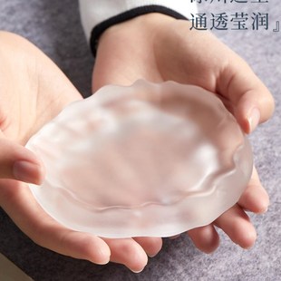 冰种磨砂简约款透明墨碟创意文房多功能墨池笔搁笔洗毛笔用碟