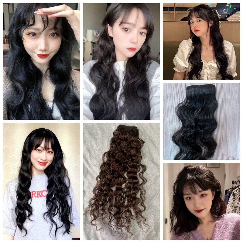 港风羊毛卷真发卷发片水波纹接发片增发量蓬松无痕隐形垫发片假发
