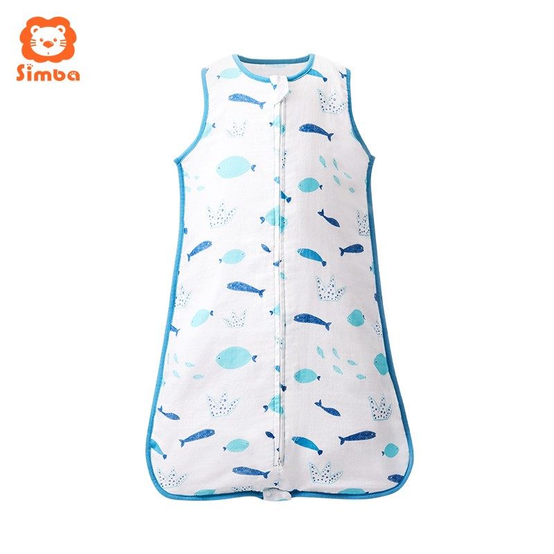 小狮王辛巴睡袋夏季薄款 婴儿纯棉纱布宝宝背心式儿童防踢被神器