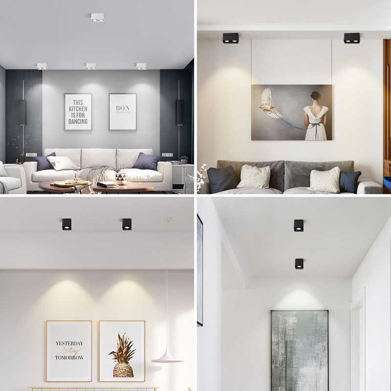 无主灯照明led明装射灯家用防眩光筒灯单双头照明灯吸顶遥控射灯