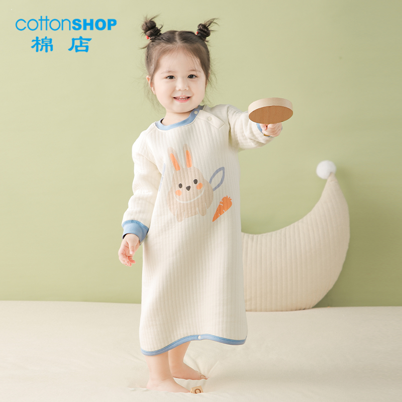 棉店宝宝夹棉保暖睡袍春秋冬婴儿家居服睡裙防踢男女童睡衣冬季
