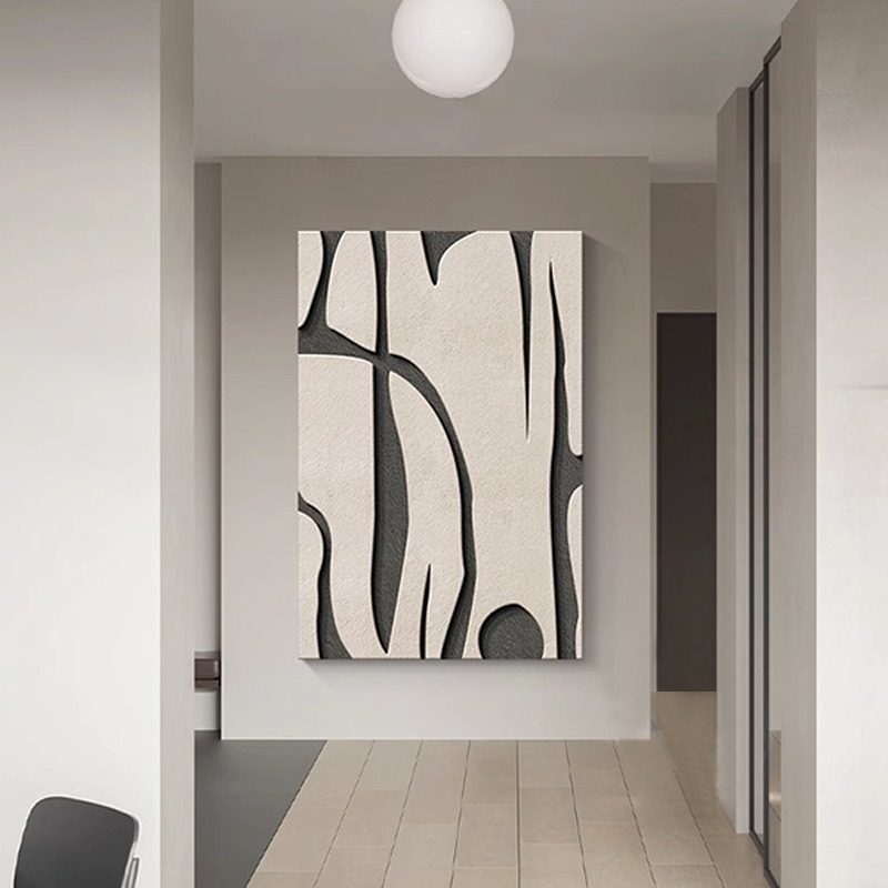客厅装饰画落地侘寂风砂岩立体雕刻壁画玄关走廊尽头挂画无框画