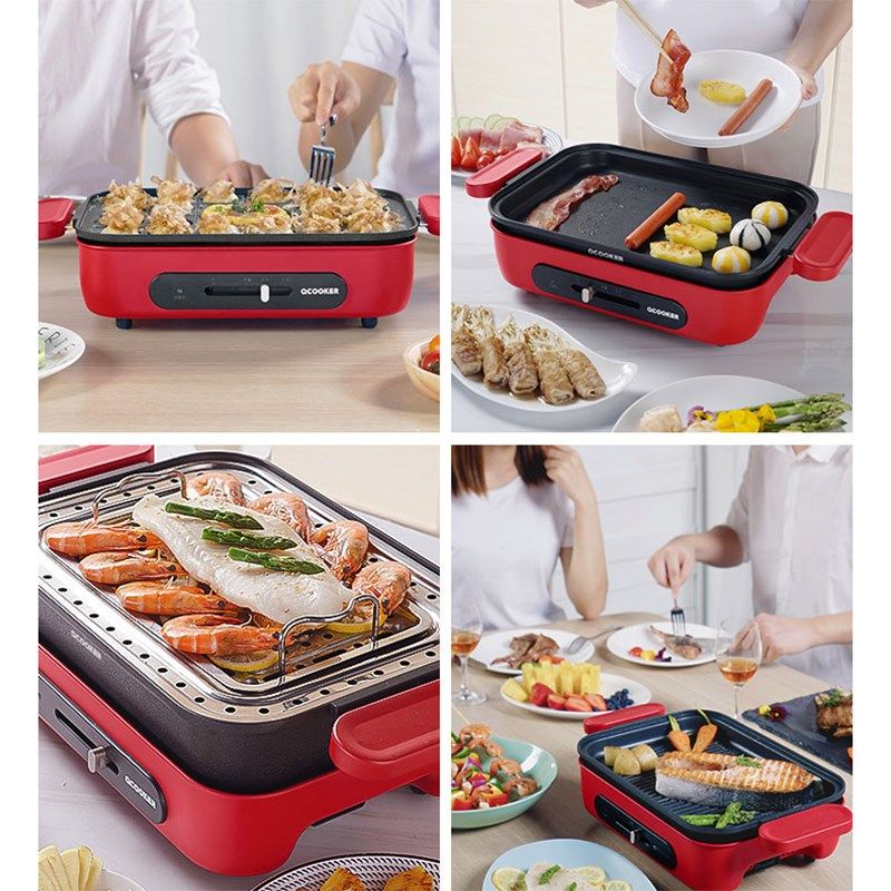 圈厨复古多功能料理锅电烧烤锅煎烤炉网红蒸煮火锅烤肉机一体家用,厨房电器,多功能料理锅/盘,淘宝优惠券,粉丝福利购,淘宝优惠卷