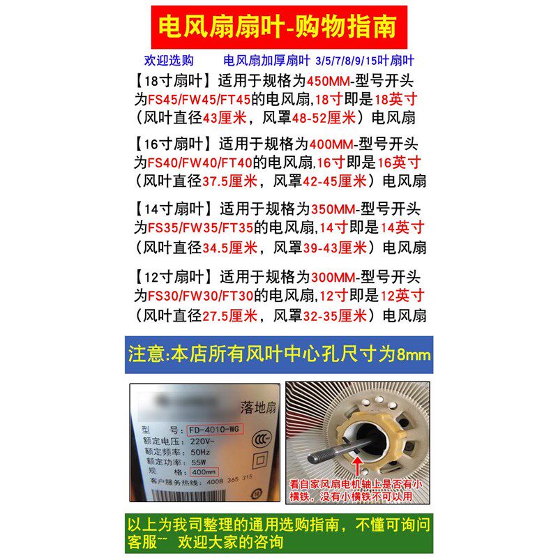 电风扇风叶扇叶10/12/14/16/18/寸落地扇台扇壁扇鸿运扇叶片5叶子