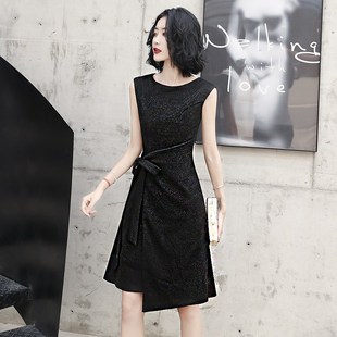 晚礼服女宴会气质黑色平时可穿轻奢小众高端高级感主持人连衣裙