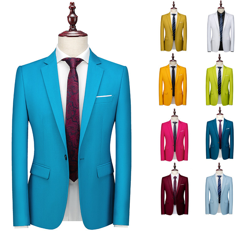 男士修身商务正装白西装套装演出伴郎结婚礼服大码红色西服外套6X