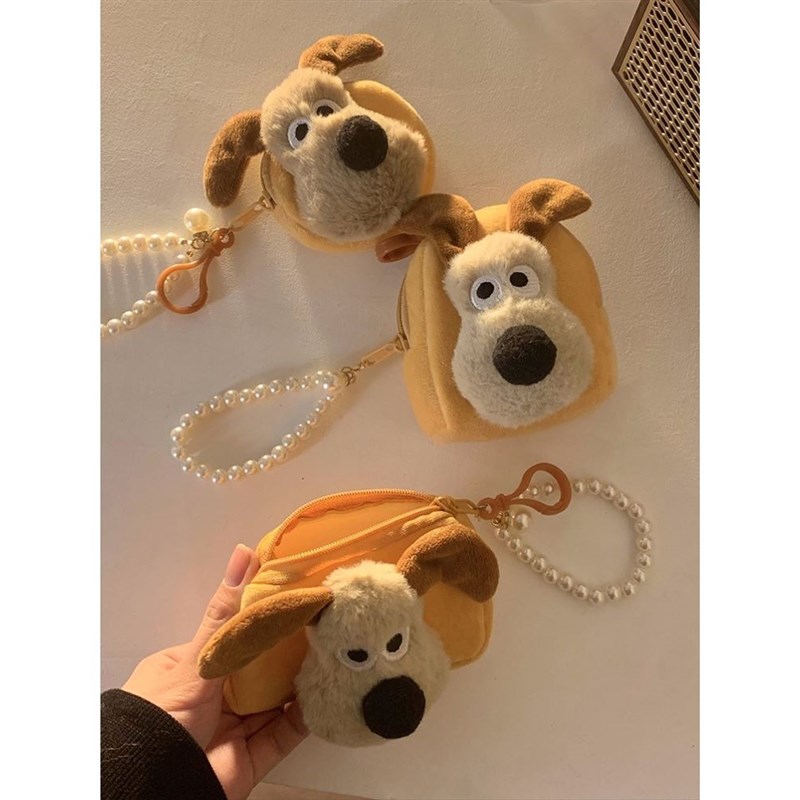 耳机包卡通钥匙扣学生书包挂件可爱小狗毛绒绒零钱包女迷你小收纳