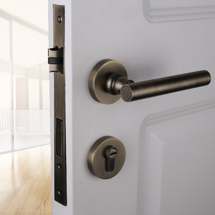 美式 pvd金色门锁轻奢极简室内黑色房门锁青古铜卧室亮铬静音门锁