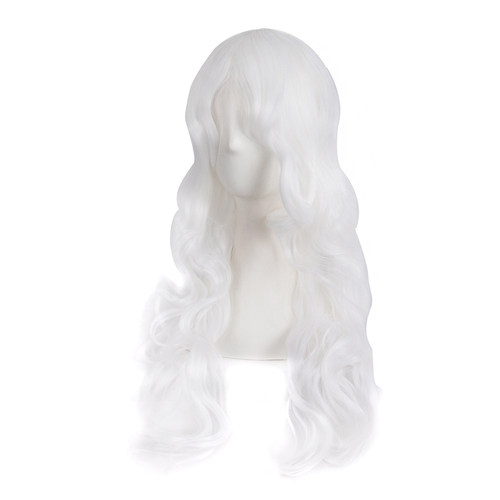潼漫 cos假发女长卷发大波浪60cm纯白色高温丝全头套长发动漫假毛