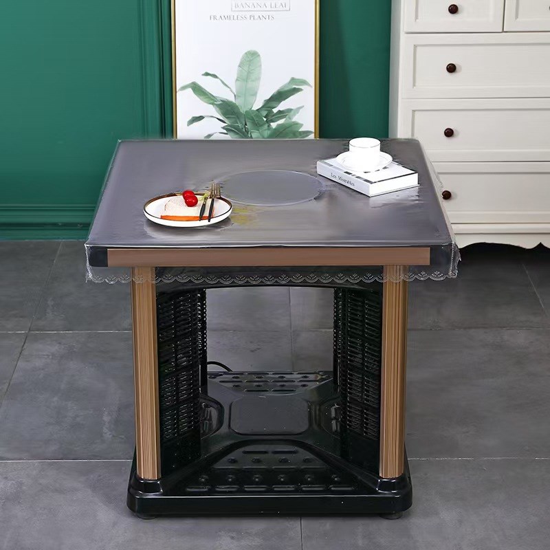 PVC透明桌罩新款烤火桌罩套加厚防水防油电暖炉桌布茶几电炉罩套