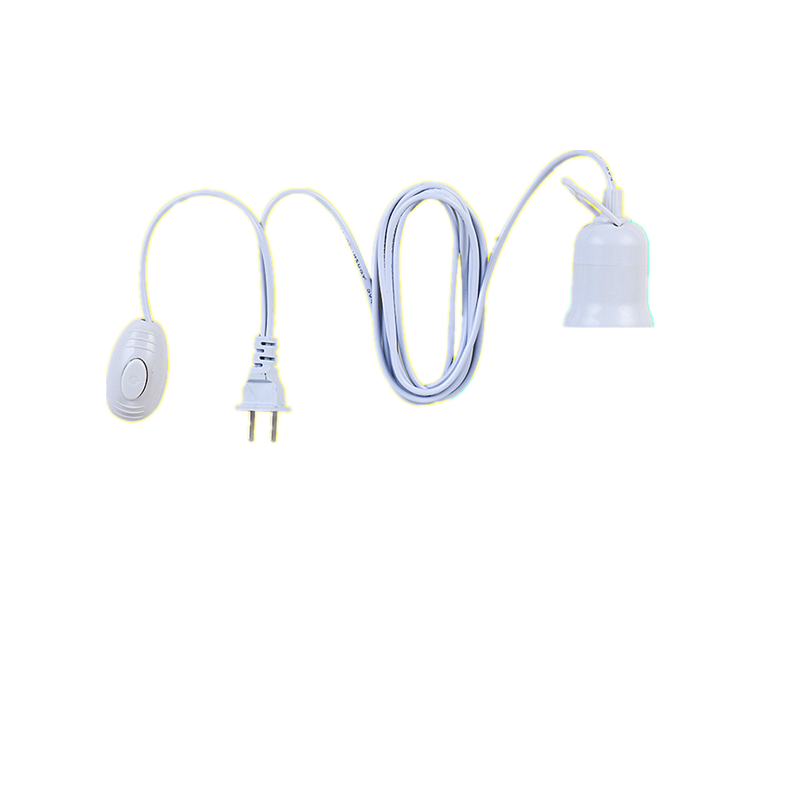 插座带开关插电带线家用简易插头E27螺口灯座悬吊式延长线灯头