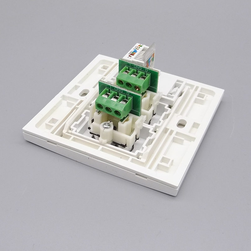 86型2个莲花音频免焊+电脑插座网线双孔AV音频免焊接电脑插座面板