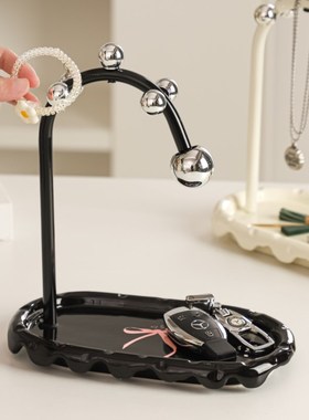 钥匙收纳玄关装饰品摆件托盘家居入户进门口鞋柜客厅奶油风置物架