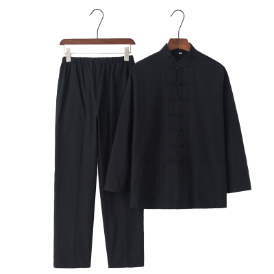 连肩袖男士老粗布纯棉唐装太极服套装春秋汉服外套居士服2020上新