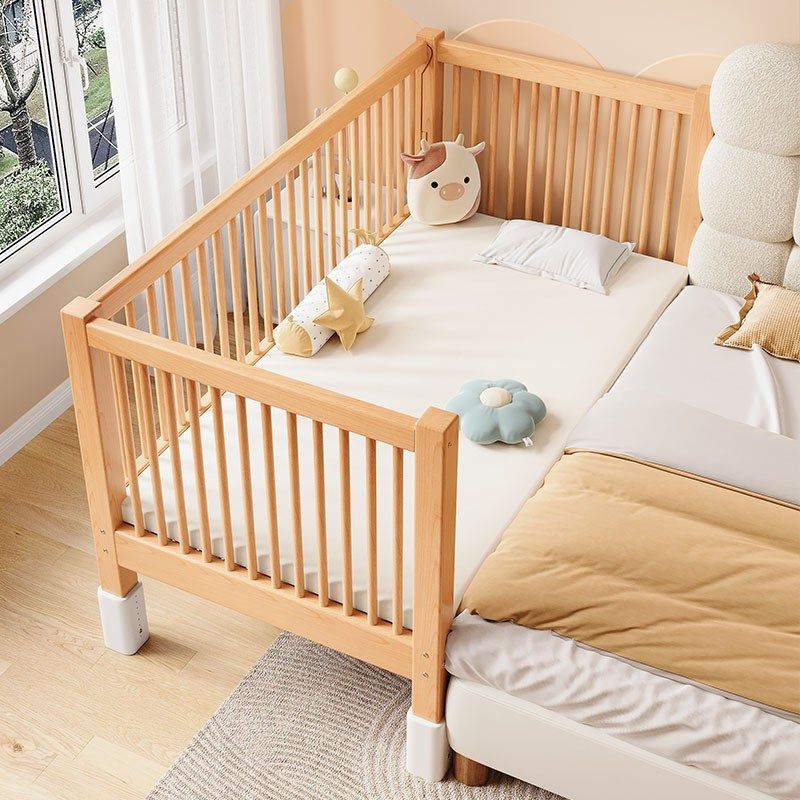 拼接床儿童床高低可调婴儿实木床边加宽大人可睡可升降围栏榉木床,住宅家具,儿童拼接床,淘宝优惠券,粉丝福利购,淘宝优惠卷