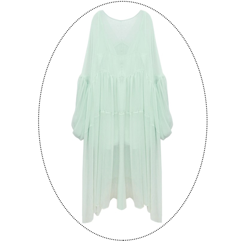 2021 夏季绿野仙踪  两件套 宽松法式仙女灯笼袖度假防晒连衣裙