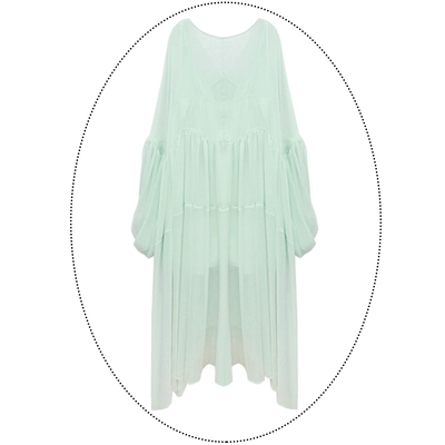 2021 夏季绿野仙踪  两件套 宽松法式仙女灯笼袖度假防晒连衣裙