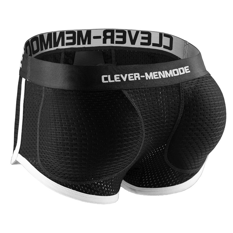 男士提臀内裤性感蜜桃臀增大假屁股海绵垫网孔透气平角裤罩杯男