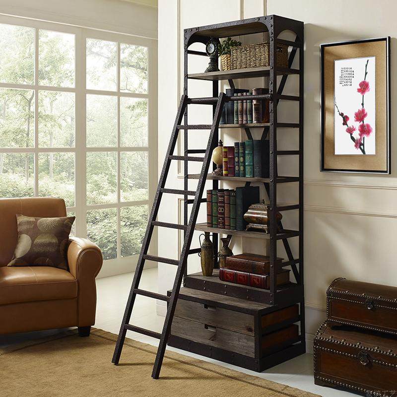 美式loft复古铁艺书架书柜客厅置物架落地隔断工业风货架展示架
