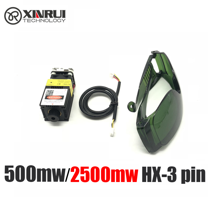 实测2500mw激光模组HX3P接口2.5w蓝紫光445nm雕刻机配件12v-24v