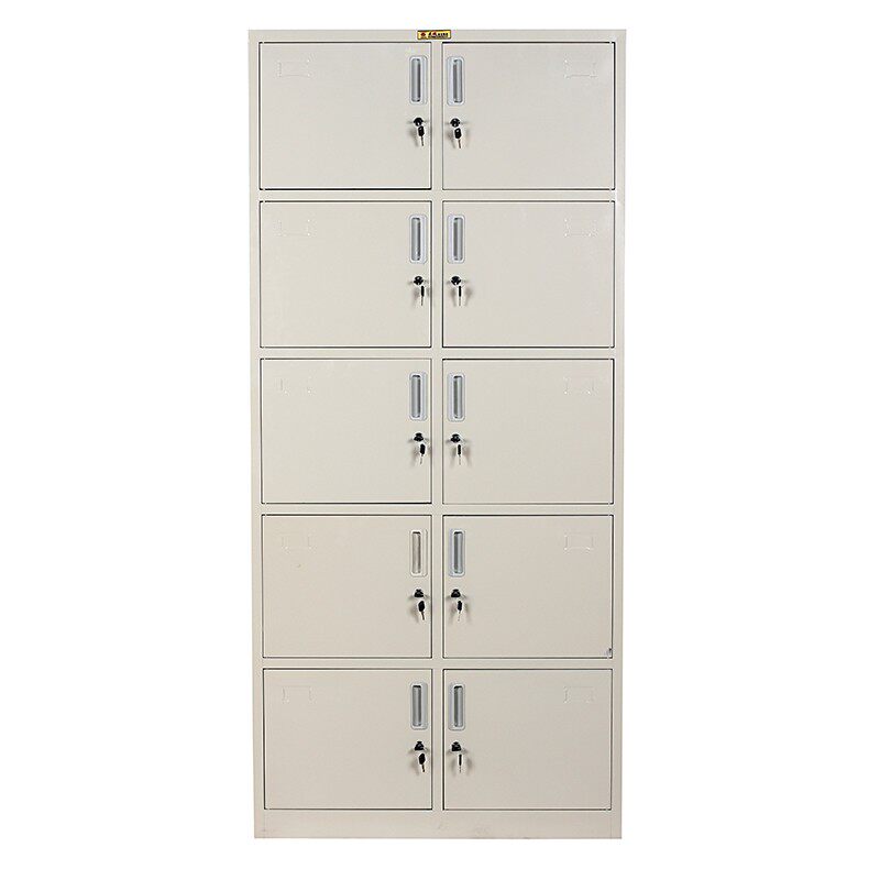 铁艺柜子储物柜加厚铁皮更衣柜大容量整理杂物员工宿舍带锁收纳柜