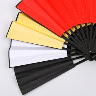 空白扇子古风折扇题字扇男中国风绢布扇竹子黑红黄白色扇定制定做