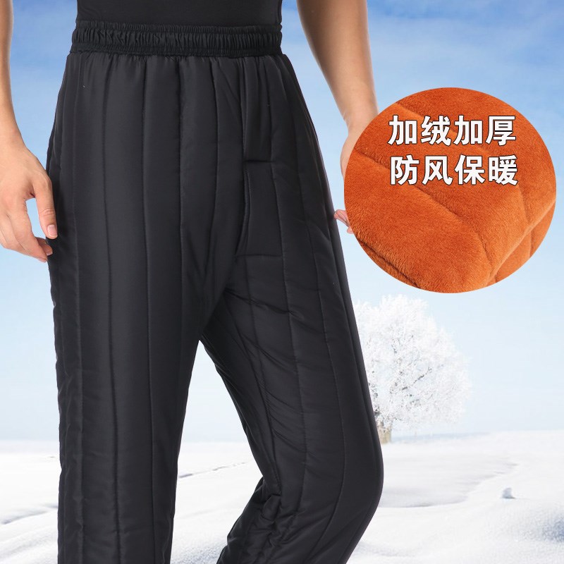 中老年棉裤男大码松紧腰爸爸装保暖裤加绒加厚老人棉裤男冬季外穿