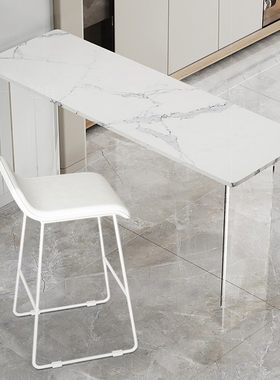 悬浮透明亚克力岩板吧台桌阳台靠窗窄书桌家用户外长条隔断泡茶桌