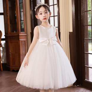 儿童粉色蓬蓬公主裙子花童白色婚纱裙女童礼服连衣裙套装表演出服