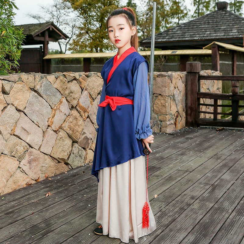 花木兰童装六一儿童演出服改良汉服女童夏角色扮演服装中国风男女