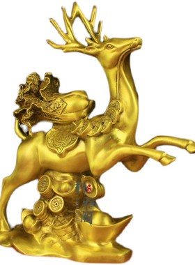 纯铜鹿铜梅花鹿摆件铜钱元宝白菜家居客厅店铺开业送礼工艺品