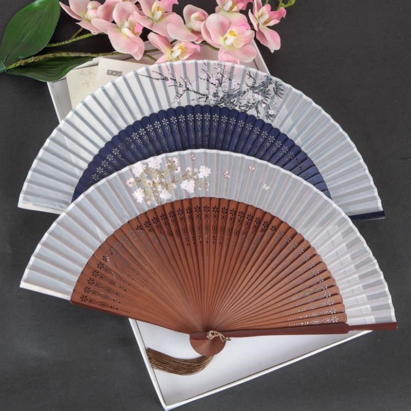 檀香扇子全木质折扇竹制马面裙配饰扇子女童舞蹈国风古风仙气夏天