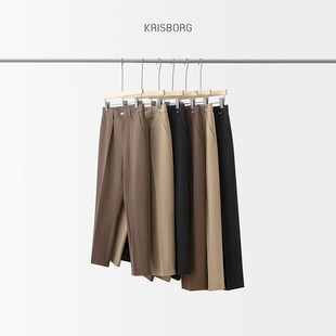 夏季新款休闲西裤男士松紧腰商务锥形九分裤薄款垂感直筒西装裤子