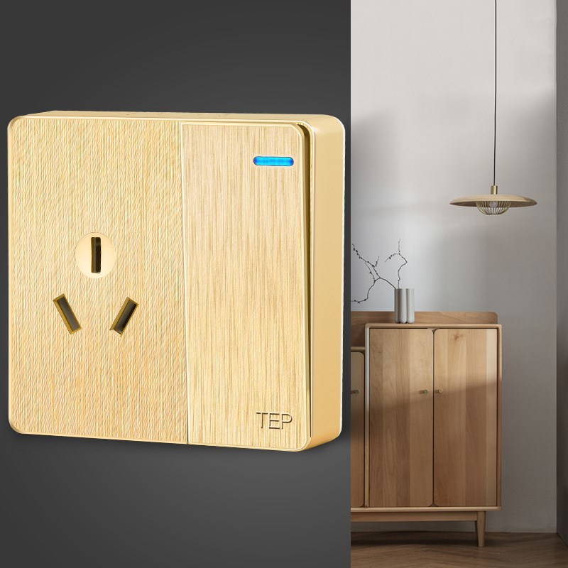 超薄明装金色开关插座86型明线盒家用墙壁五孔一开二开单控双控