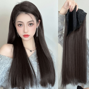 假发片一片式增发量蓬松女长发u型半头套直发一刀切接发自然无痕