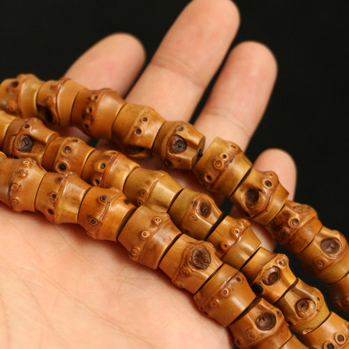 精品天然满钉老竹鞭108颗文玩手持竹制手把件手串珠串佛珠竹项链