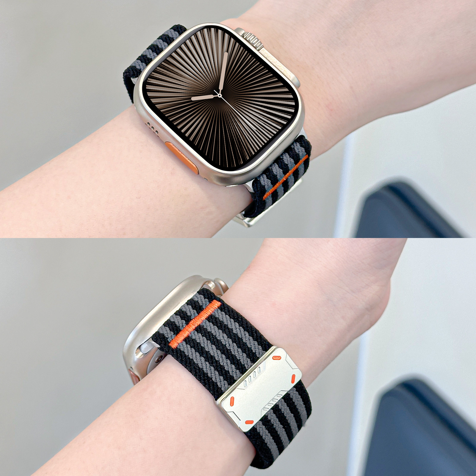 适用苹果手表工装磁吸扣Ultra表带applewatch11/10/9/8/7潮酷尼龙编织新款iWatch针织透气49mm运动腕带男款