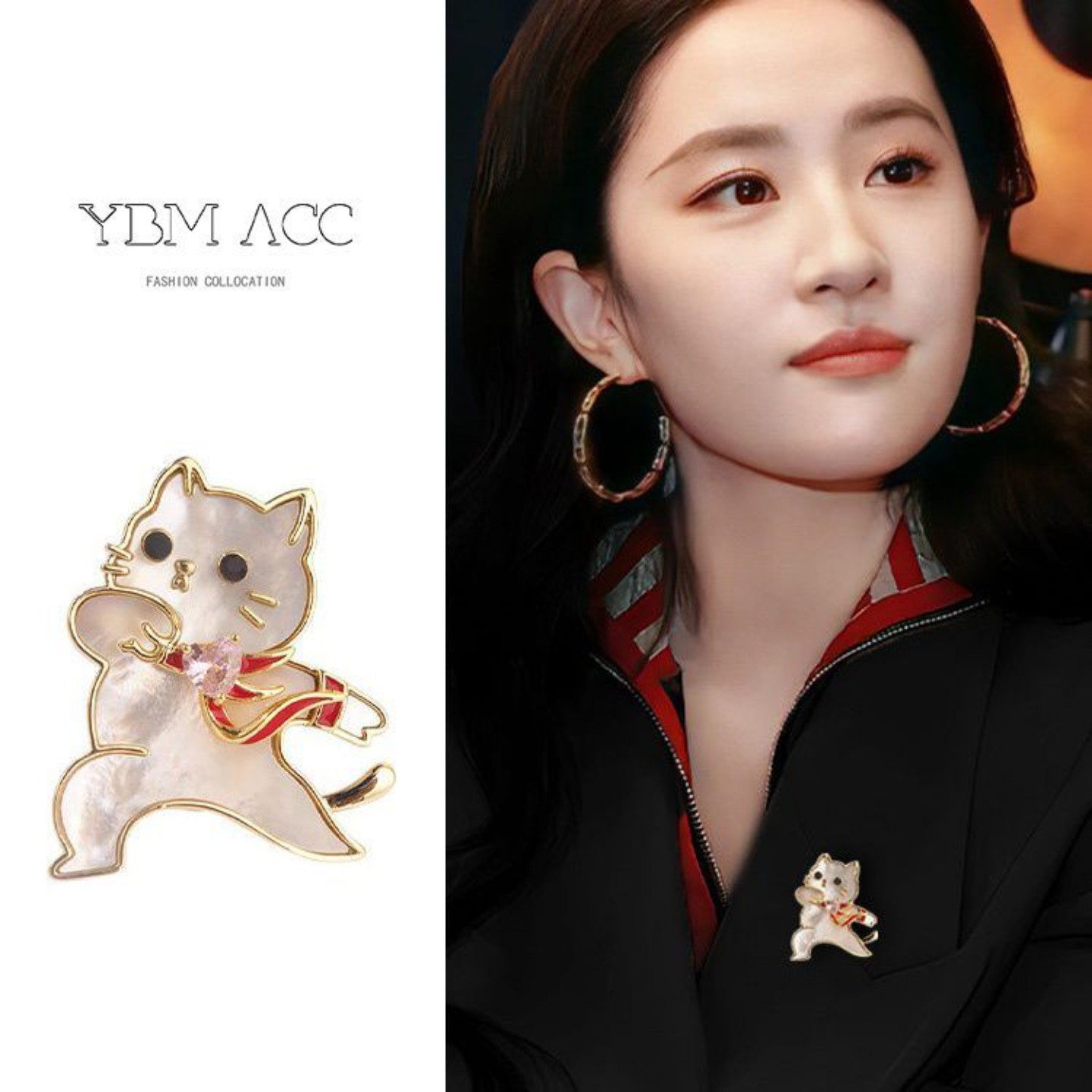 高端精致奢华卡通可爱猫咪胸针女图片