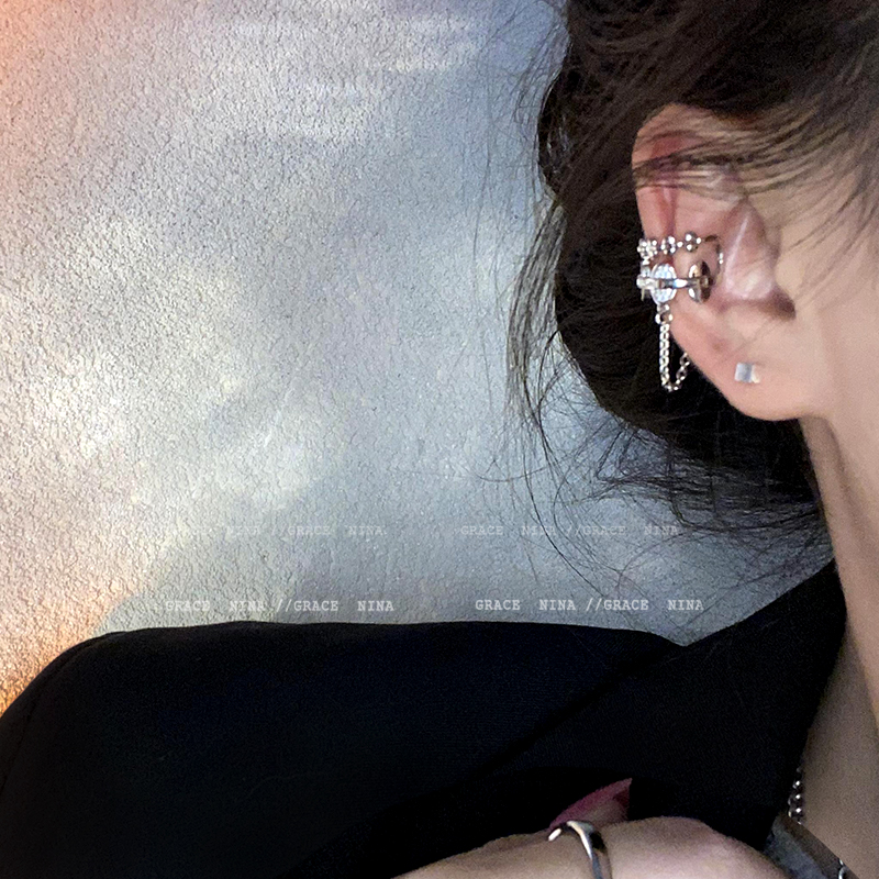 耳骨夹无耳洞冷淡风链条流苏耳饰