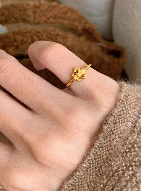 新中式复古鸢尾花气质戒指女