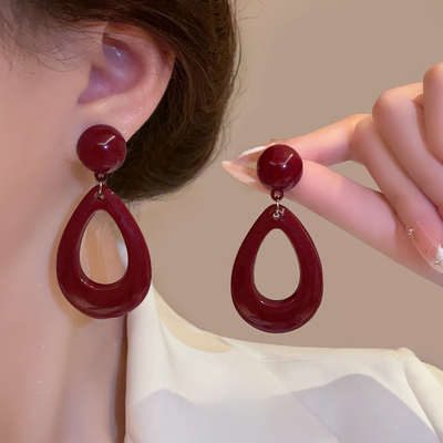 「钟楚曦同款」复古红色水滴耳钉