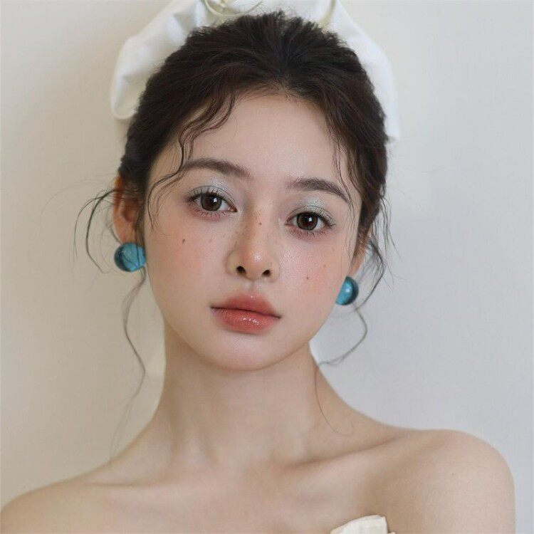 耳夹无耳洞纯银耳钉蓝色水滴圆球耳环轻奢小众高级感甜酷风耳饰