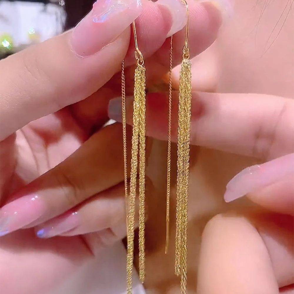 纯银耳线高级感简约波光粼粼长款流苏耳环女新潮圆脸显瘦个性百搭,饰品/流行首饰/时尚饰品新,耳环,淘宝优惠券,粉丝福利购,淘宝优惠卷